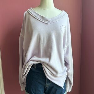 Aerie Lavender Sweatshirt with Smiley Detail